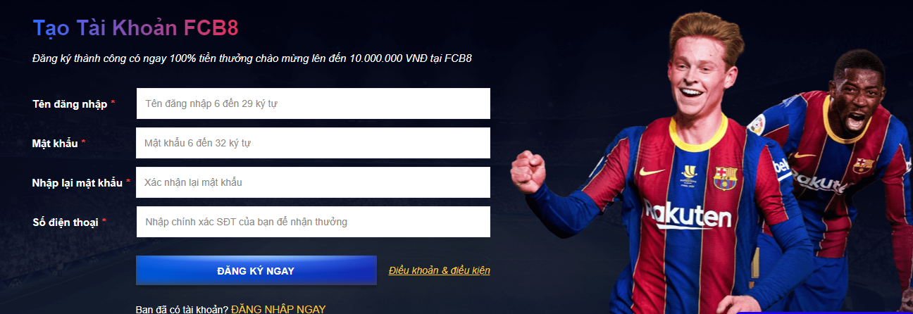 Đăng ký tài khoản FCB8
