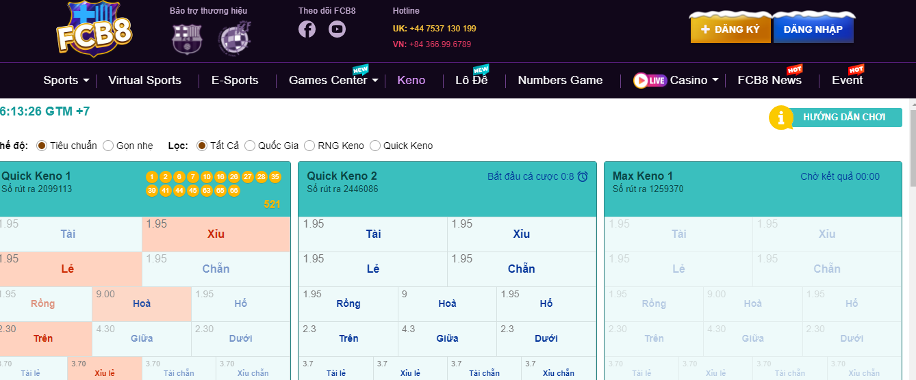 Keno- Game hấp dẫn tại FCB8