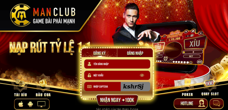 Giao diện màn hình chính khi truy cập vào trang chủ của Manclub