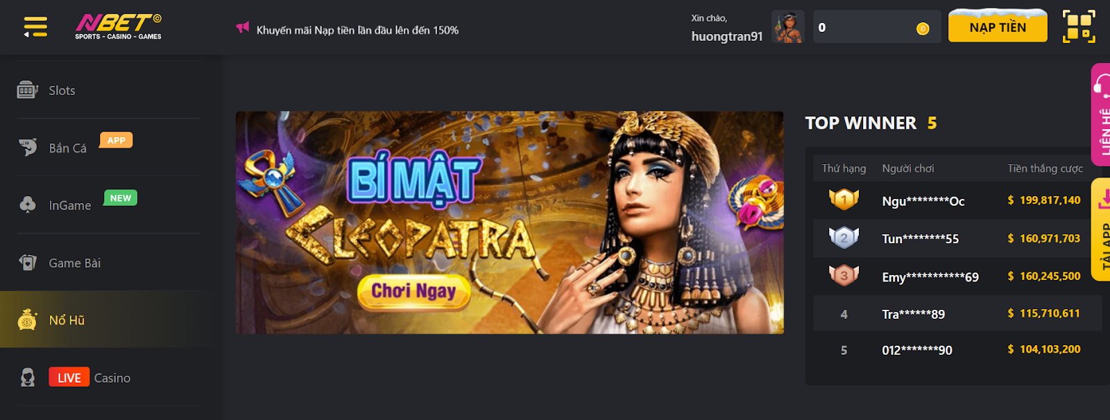 Slots game là sản phẩm được nhiều người yêu thích tại NBET