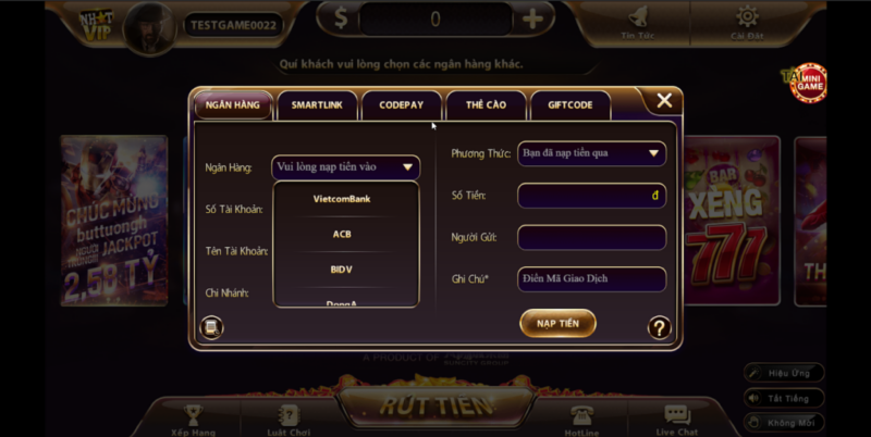 Nạp tiền vào tài khoản Nhatvip để chơi Game