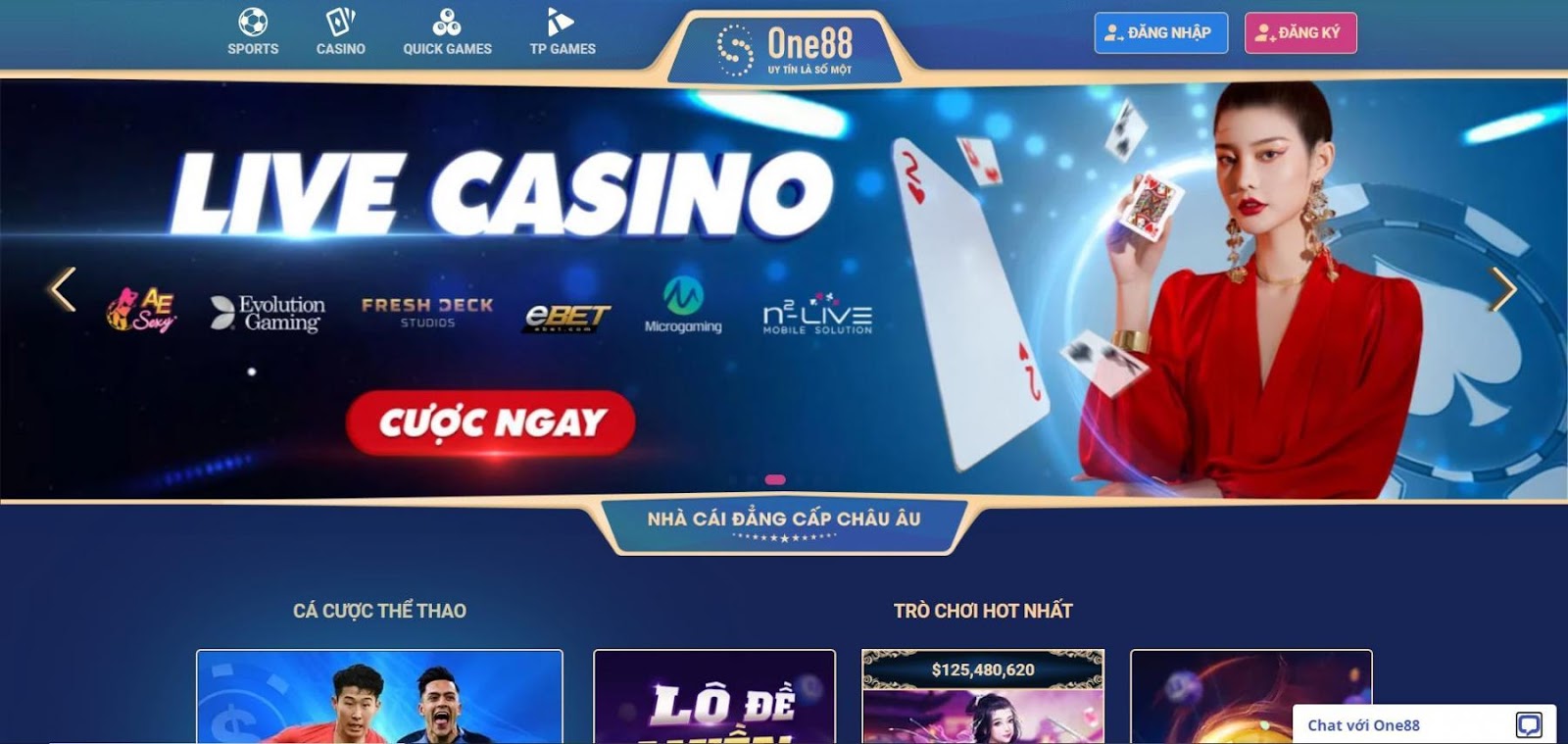 Giao diện website One88 chuẩn quốc tế