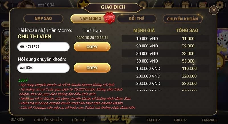 Zindo Club Gửi và rút tiền tại Zindo Club
